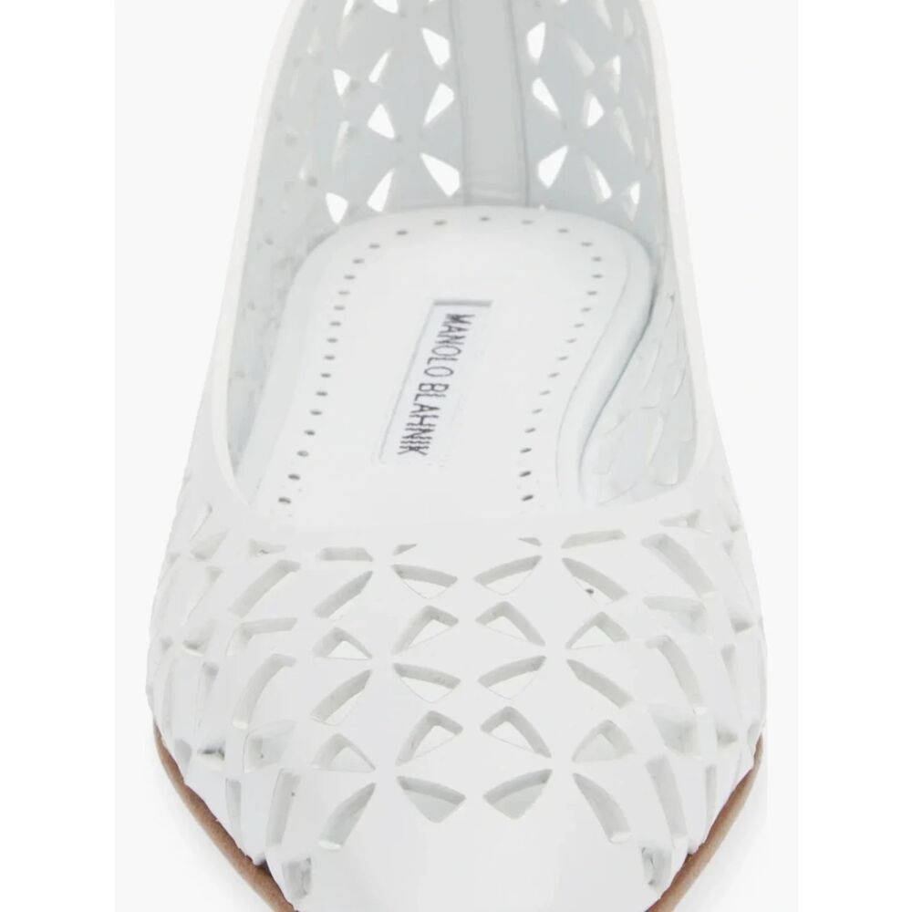 ~ Manolo Blahnik 37 Gelista Leather Ballet Flats Perforated Authentic 6.5-7 - Picture 12 of 15
